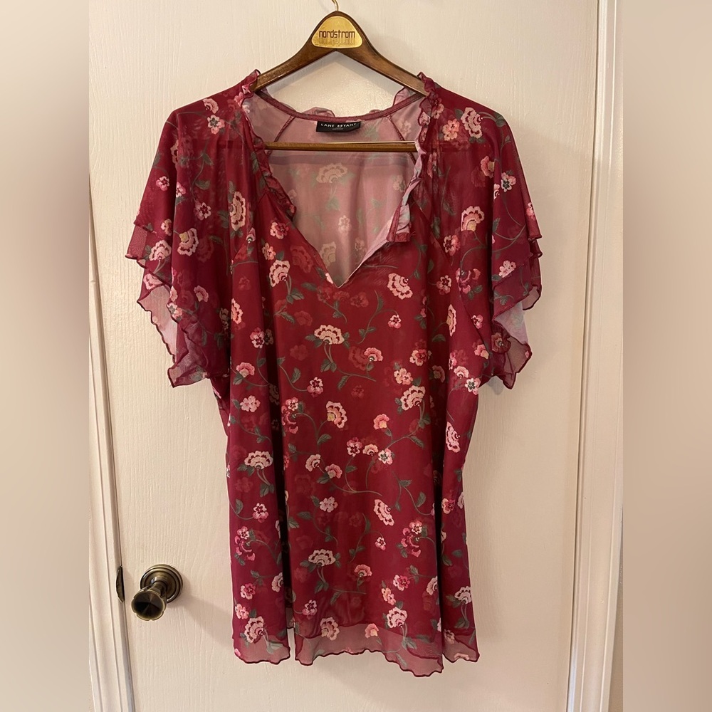 Lane Bryant Burgundy Floral Blouse - Picture 7 of 7